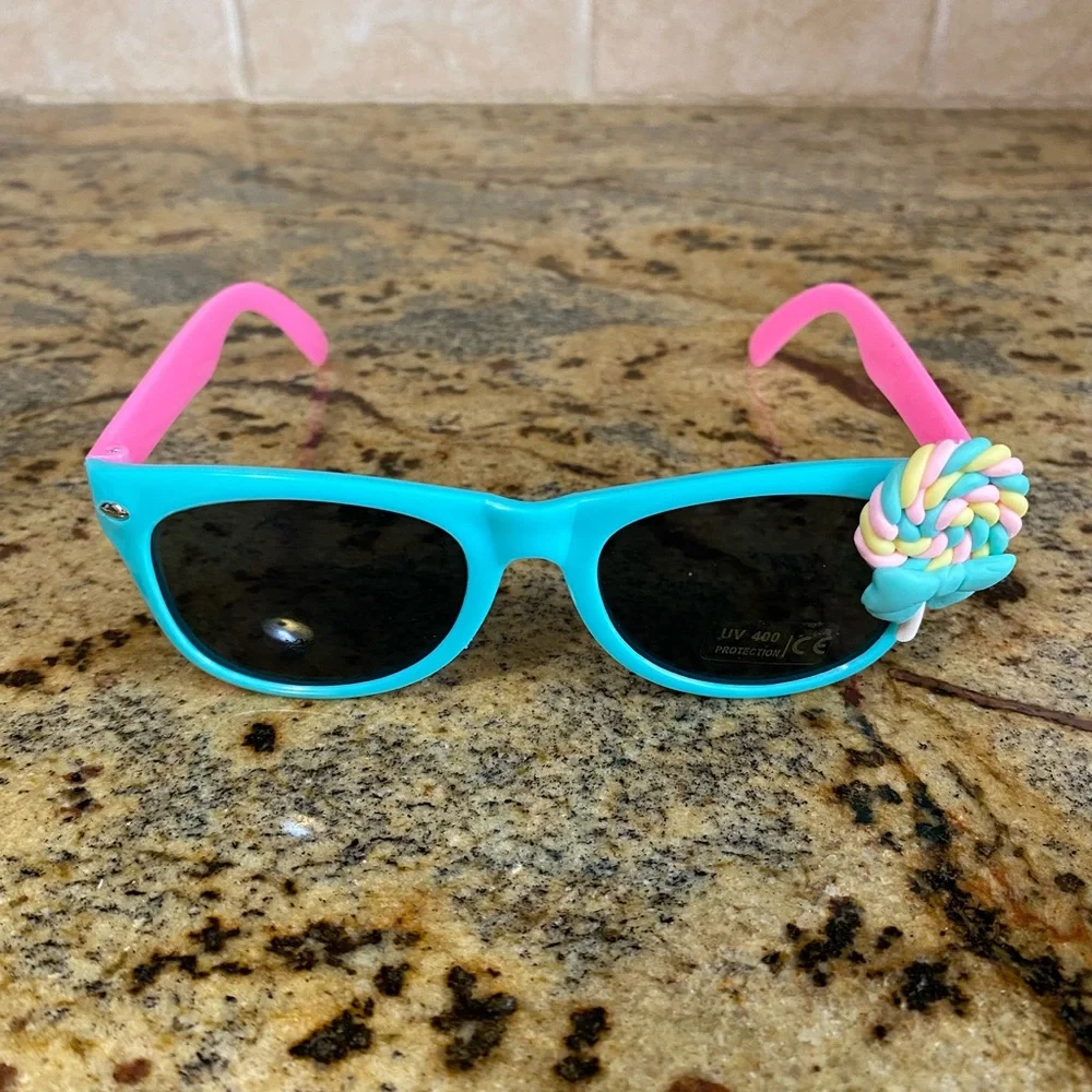 Girls seafoam green and pink lollipop sunglasses